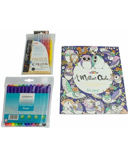 A Million Owls Kleurboek voor Volwassenen Set A040049 - inclusief markers
