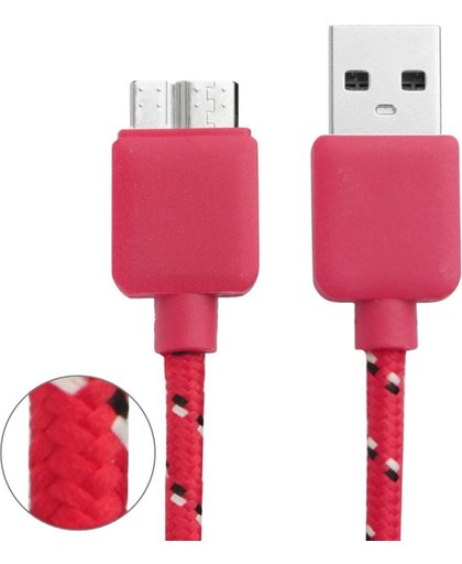 Geweven Nylon Stijl Micro USB 3.0 Data Transfer / Laad Sync Kabel voor Samsung Galaxy Note III / N9000, Galaxy S5 / G900, Lengte: 2 meter (rood)