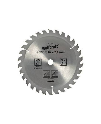 Hardmetaal-cirkelzaagblad 160 x 16 mm Aantal tanden: 20 Wolfcraft 6739000 1 stuks