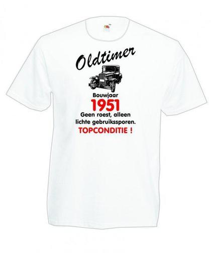 Mijncadeautje heren leeftijd T-shirt wit maat XL - Oldtimer Bouwjaar (geboortejaar) 1951