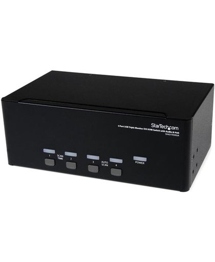StarTech.com 4-poort 3x Monitor DVI USB KVM-switch met Audio en USB 2.0-hub
