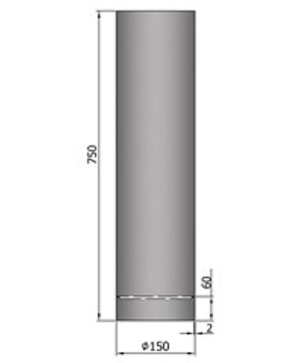 TT Kachelpijp Ø150 lengte 1000 cylindrisch met condensring grijs - grijs -staal - 2mm - H1000 Ø150mm