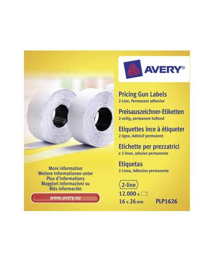 Avery-Zweckform 26 x 12 mm Papier Wit 12000 stuks Permanent PLP1626 Prijslabels