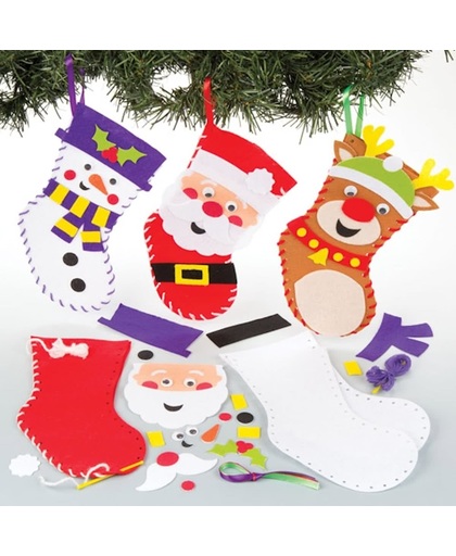 Sets van kerstsokken voor kinderen om zelf te naaien - Creatief kerstspeelgoed voor kinderen (3 stuks per verpakking)