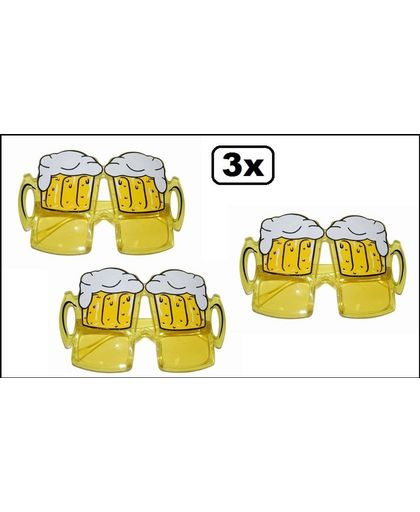 3x Bril Bier glazen