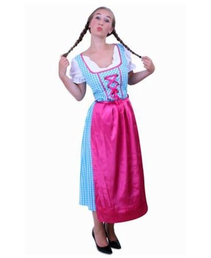 Tiroler jurk lang Anna blauw/wit mt.36