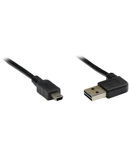 Alcasa USB 2.0 A/mini, 1m 1m USB A Mini-USB A Mannelijk Mannelijk Zwart USB-kabel