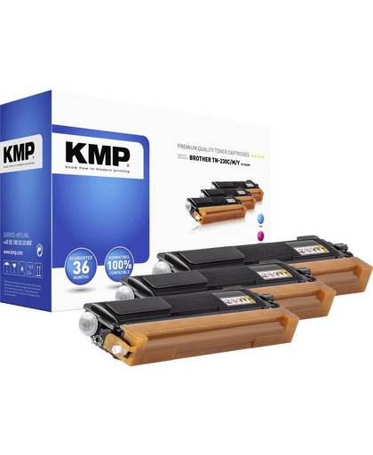 KMP Toner multipack vervangt Brother TN-230C, TN-230M, TN-230Y, TN230C, TN230M, TN230Y Compatibel Cyaan, Magenta, Geel 1400 bladzijden B-T32 CMY
