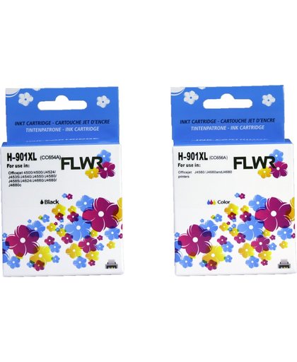 FLWR - Inktcartridge / 901 2-pack geschikt voor HP