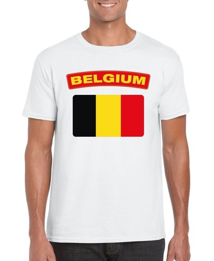Belgie t-shirt met Belgische vlag wit heren - maat S