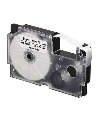 Labeltape papier Casio XR-9TWE Tapekleur: Wit Tekstkleur: Zwart 9 mm 8 m
