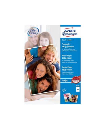 Avery-Zweckform Classic Photo Paper Inkjet 2496 Fotopapier DIN A4 180 g/mÂ² 100 vellen glanzend