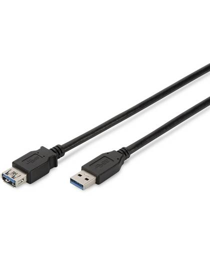 USB 3.0 Verlengkabel Digitus [1x USB 3.0 stekker A - 1x USB 3.0 bus A] 1.8 m Zwart