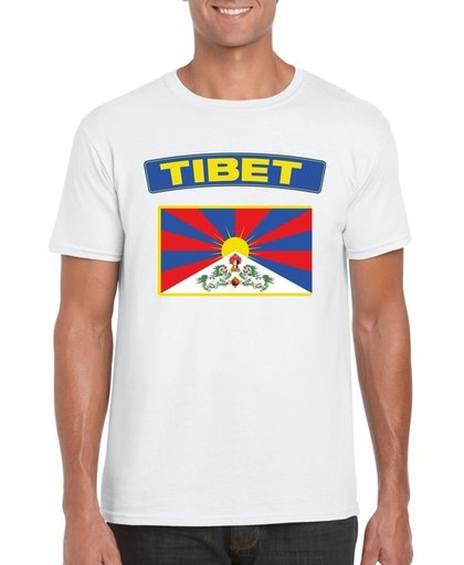 Tibet t-shirt met Tibetaanse vlag wit heren M