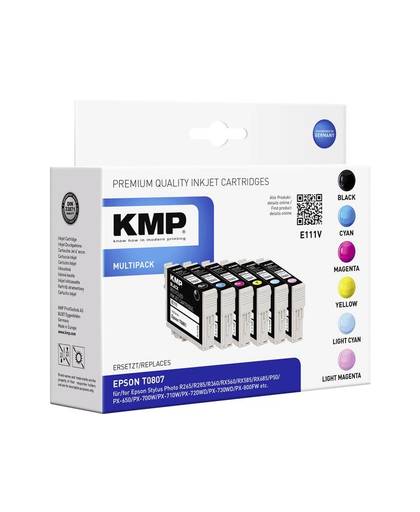 KMP Inkt vervangt Epson T0801, T0802, T0803, T0804, T0805, T0806, T0807 Compatibel Combipack Zwart, Cyaan, Magenta, Geel, Foto cyaan, Foto magenta E111V