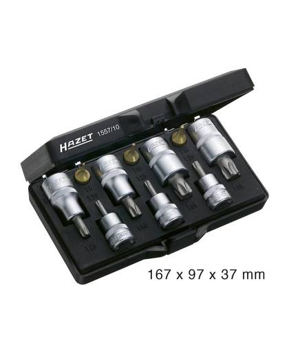 Hazet 1557/10 Torx Dopsleutel-bitinzetset 10-delig 1/4 (6.3 mm), 1/2 (12.5 mm), 3/8 (10 mm)
