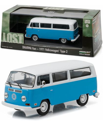 Volkswagen T2 Bus 1971 "Lost " Blauw / Wit 1-43 Greenlight Collectibles