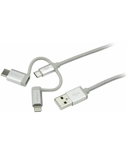 StarTech.com USB oplaadkabel USB naar Lightning / USB-C / Micro-B gevlochten 1 m