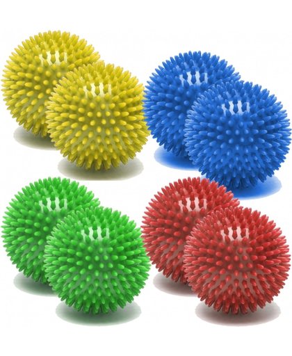 Sportandmore - Massagebal - Massageballen - Egelbal - Therapiebal - set van 8 stuk -   8 cm - mix kleuren