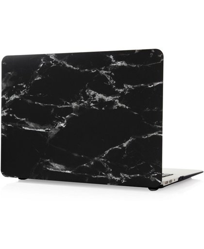 Shop4 - MacBook 11 inch Air Hoes - Hardshell Cover Marmer Zwart Wit