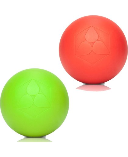 #DoYourFitness - 2x Lacrosse Bal - »Lio« - massagebal voor fasciatraining - 6 cm diameter - lichtgroen / rood