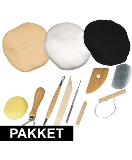 Klei attributen pakket met basis kleuren wit/zwart/huidskleur
