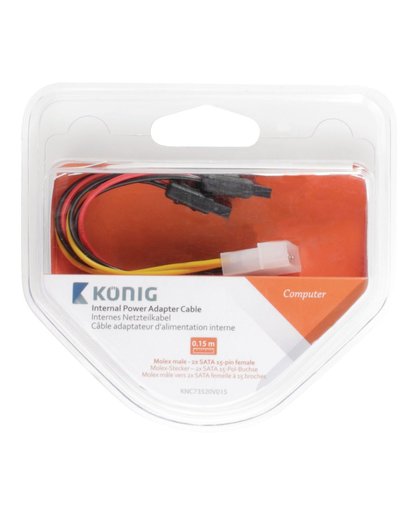 König 2 x SATA 15-pin/Molex 4-pin Intern 0.15m Molex (4-pin) 2 x SATA Multi kleuren