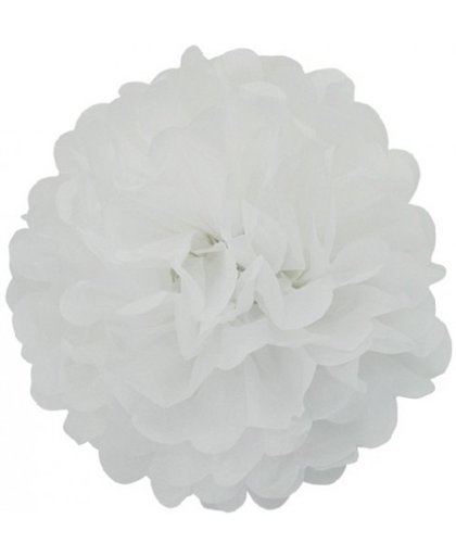 6 witte decoratie pompoms 35 cm