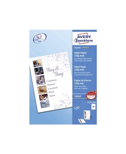 Avery-Zweckform Superior Inkjet Paper Inkjet printpapier DIN A4 150 g/mÂ² 100 vellen Wit