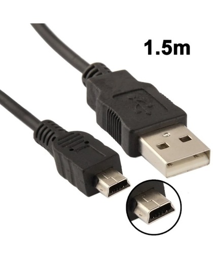 USB 2.0 AM naar Mini 5pin USB Kabel, Lengte: 1.5m(zwart)