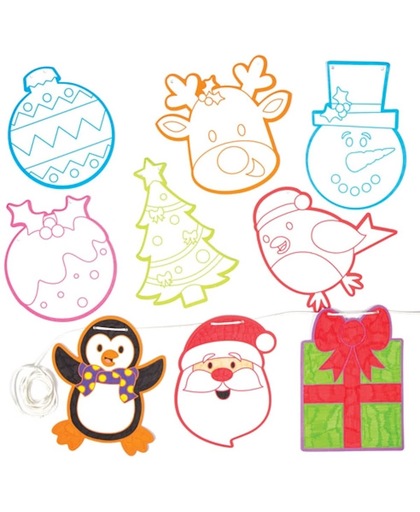 Vlaggetjesslinger voor kerst die kinderen naar eigen smaak kunnen inkleuren en ophangen. Creatieve kerstknutselset voor feestelijke hangende kerstdecoratie (24 stuks)