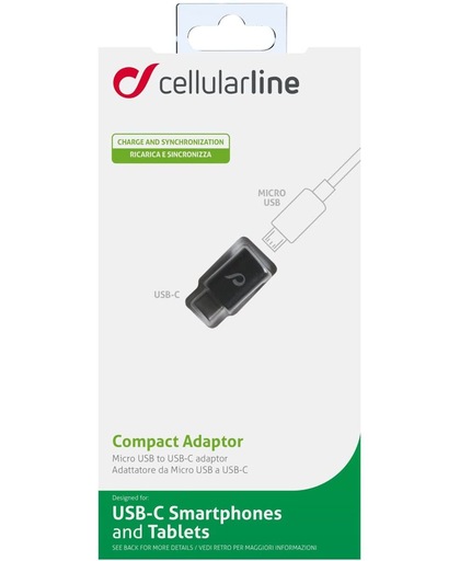 Cellularline 37715 USB C Micro-USB Zwart kabeladapter/verloopstukje