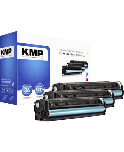 KMP Toner multipack vervangt HP 128A, CE321A, CE322A, CE323A Compatibel Cyaan, Magenta, Geel 1300 bladzijden H-T144 CMY