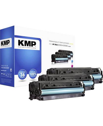 KMP Toner multipack vervangt HP 304A, CC531A, CC532A, CC533A Compatibel Cyaan, Magenta, Geel 2800 bladzijden H-T122 CMY
