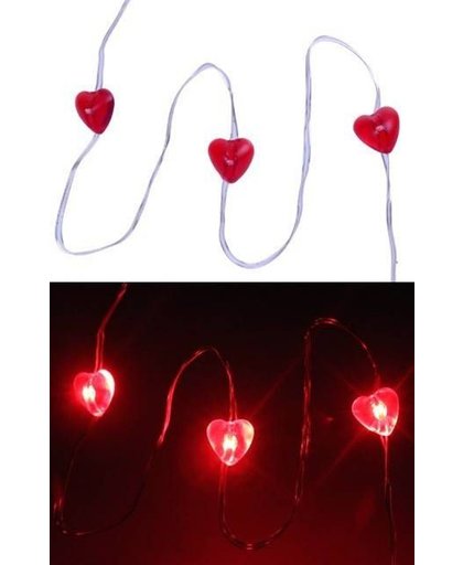 Ledverlichting snoer hartjes rood 20 lamps
