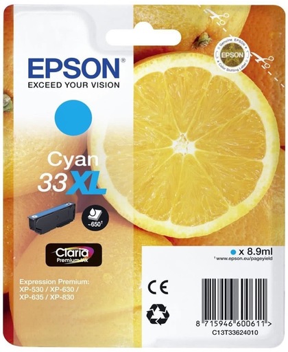 Epson C13T33624022 inktcartridge Cyaan 8,9 ml 650 pagina's