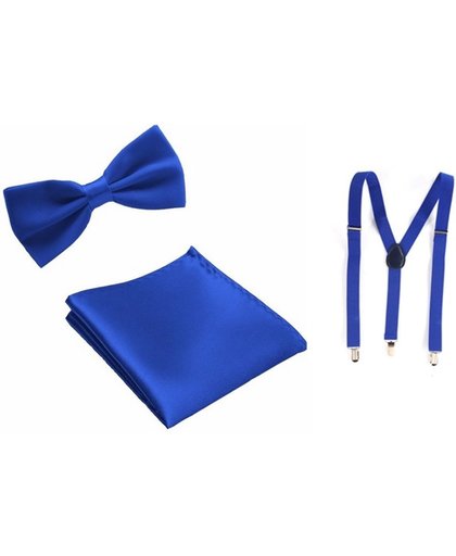 Mr. Pefe Cadeau Pakket Bretels, pochet en strikje Blauw Gala - Feest - One size fits all