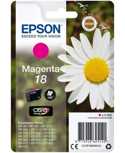 Epson C13T18034012 inktcartridge Magenta 3,3 ml 180 pagina's