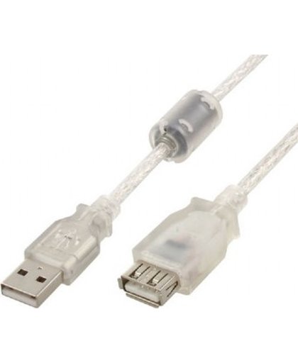 Gembird CCF-USB2-AMAF-TR-15 4.5m USB A USB A Mannelijk Vrouwelijk Transparant USB-kabel