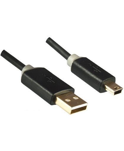 DINIC USB A/Mini USB B 2m 2m USB A Mini-USB B Mannelijk Mannelijk Zwart USB-kabel