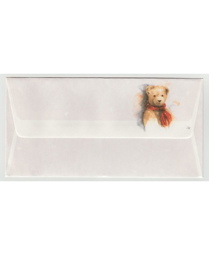 500 Enveloppen - 9 x 18cm - Gebroken Wit met beer op achterzijde