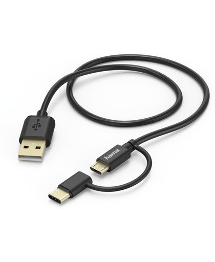 Hama 178327 1m USB A Micro-USB A Mannelijk Mannelijk Zwart USB-kabel