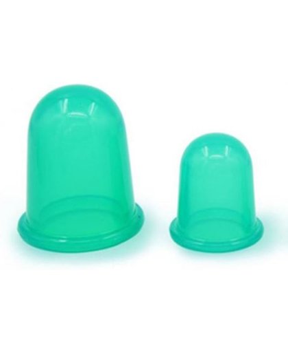 Anti cellulite Cups DUO voor benen en billen – Cellulitis Cups – Lichaam & Gezicht – Vacuüm Massage Cups – Silicone Cuppingset – GROEN – 2 Stuks - 1 Medium 5.5 cm - 1 Large 7.0 cm DUO set GROEN