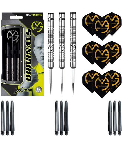 XQ-Max – Michael van Gerwen Originals 90% Tungsten – 23 gram – dartpijlen – plus 3 sets darts shafts en 3 sets darts flights