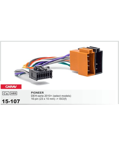 Isokabel geschikt voor PIONEER DEH-series 2010+ (select models)  16-pin(23x10mm) -<gt/> ISO(female) Audiovolt 15-107