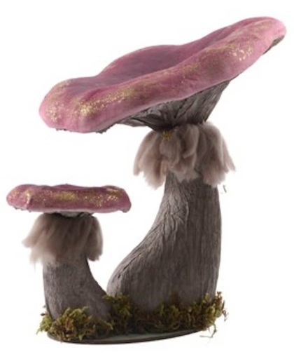 Decoratie paddenstoel foam paars 29 cm