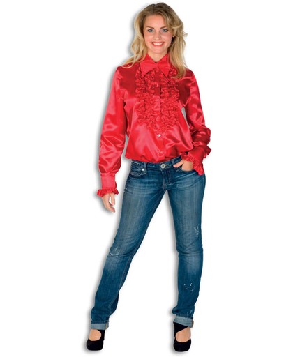 Dames Ruche Blouse Rood