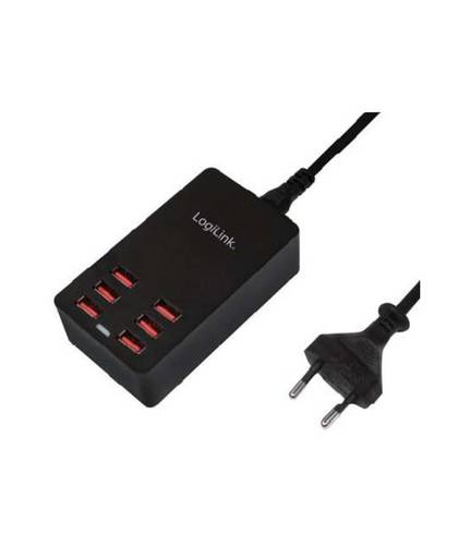 LogiLink PA0139 PA0139 USB-oplader Thuis Uitgangsstroom (max.) 6400 mA 6 x USB Automatische detectie