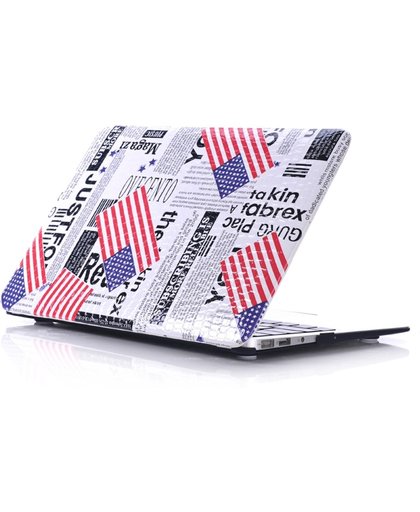 Macbook Case voor Macbook Air 13 inch - Laptop Cover met Print - Krant met Amerikaanse Vlag