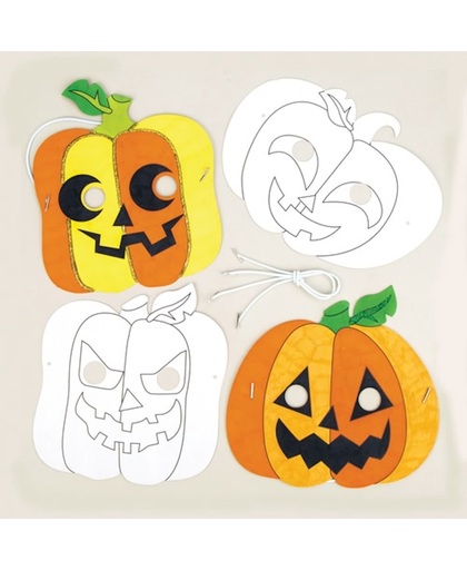 Pompoenmaskers om zelf in te kleuren voor kinderen. Leuke halloweencadeautjes voor zakgeldprijzen - Perfect voor in feesttasjes voor kinderen (6 stuks per verpakking)
